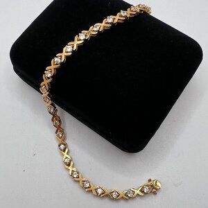 Tennis Bracelet FAS 925 Gold Vermeil "X and O" CZ
